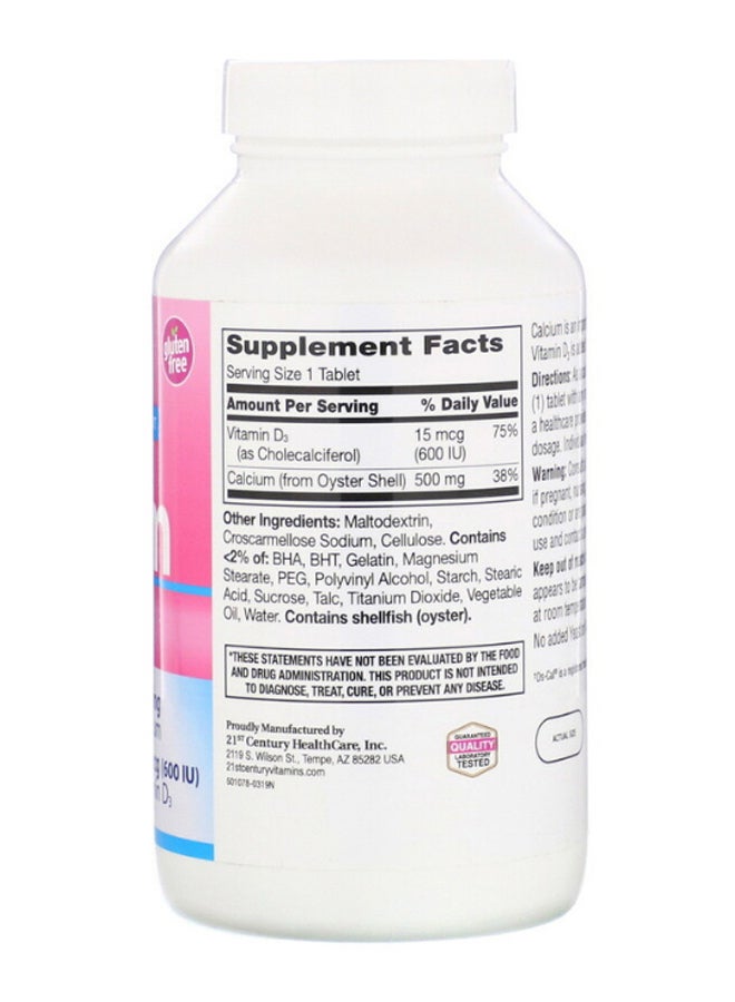 القرن الحادي والعشرون مكمل غذائي كالسيوم 500 مع D3 لدعم صحة العظام - 400 قرص - Image 2